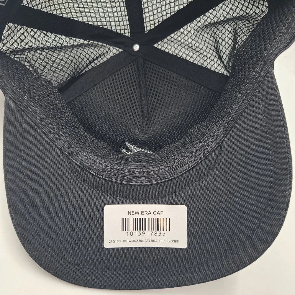 Women Atlanta Braves Hat Snapback Trucker Mesh New Era 9Forty Black MLB Apex